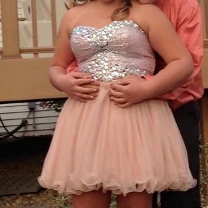 Champagne colored homecoming dress